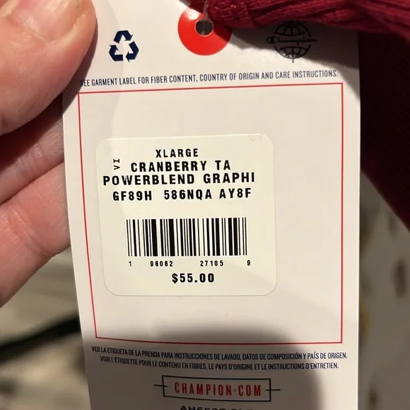 Mens Cozy up with this champion hoodie, cranberry in color with camo writing - Picture 9 of 12